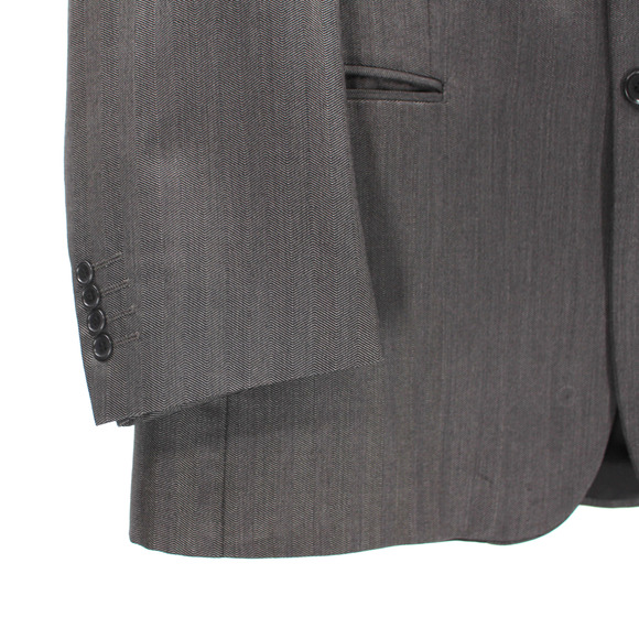 Valentino Wool Silk Herringbone 2 Pc 3 Btn Single Breasted Suit Coat Pants 52 - Picture 3 of 9